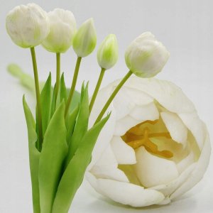 Saska Garden BUKIET 5 TULIPANÓW PIWONIOWYCH BIAŁYCH 39CM JAK ŻYWYCH DEKORACJA WIOSENNA 4