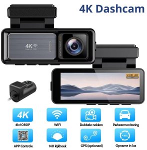 Wideorejestrator Diaway Kamera Wideorejestrator Samochodowa 4K GPS + Tylna Kamera Rejstrator WiFi HD 5