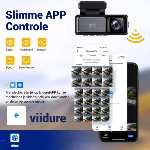 Wideorejestrator Diaway Kamera Wideorejestrator Samochodowa 4K GPS + Tylna Kamera Rejstrator WiFi HD 9