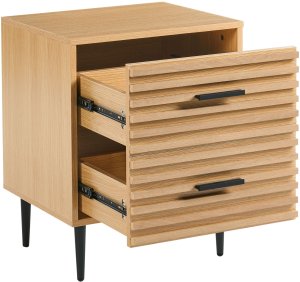 Beliani Szafka nocna 2 szuflady KEITH Jasnobrązowy (691978 Bel) 3