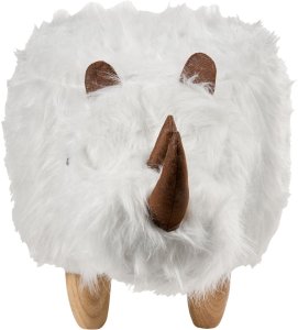 Beliani Pufa zwierzak Woolly Sztuczne futro Biały Nosorożec (669891 Bel) 2