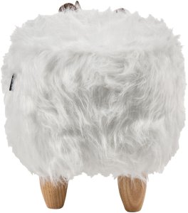 Beliani Pufa zwierzak Woolly Sztuczne futro Biały Nosorożec (669891 Bel) 3