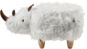 Beliani Pufa zwierzak Woolly Sztuczne futro Biały Nosorożec (669891 Bel) 4