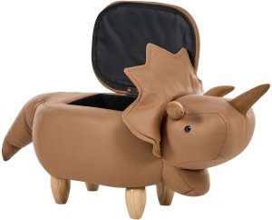 Beliani Pufa zwierzak ze schowkiem TRICERATOPS Brązowy Dinozaur 2