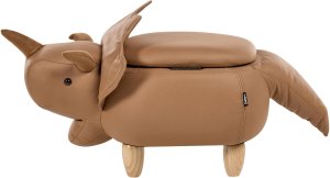 Beliani Pufa zwierzak ze schowkiem TRICERATOPS Brązowy Dinozaur 4