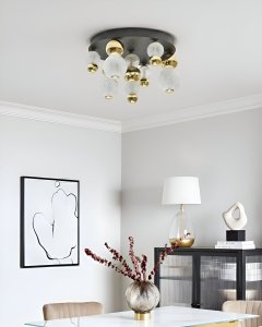 Lampa sufitowa Beliani Lampa sufitowa LED SORA Szkło Złoty 3