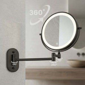 Lusterko kosmetyczne Rea Lustro ścienne dwustronne kosmetyczne LED Glow Czarne 4