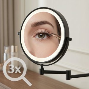 Lusterko kosmetyczne Rea Lustro ścienne dwustronne kosmetyczne LED Glow Czarne 5