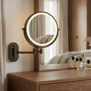 Lusterko kosmetyczne Rea Lustro ścienne dwustronne kosmetyczne LED Glow Czarne 7