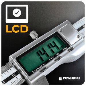 Powermat Suwmiarka cyfrowa LCD 150 MM 0,01 MM pomiar wewnętrzny zewnętrzny 2 baterie 3
