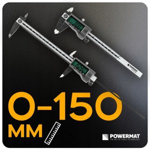 Powermat Suwmiarka cyfrowa LCD 150 MM 0,01 MM pomiar wewnętrzny zewnętrzny 2 baterie 6