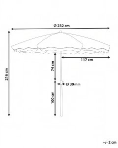 Beliani Parasol ogrodowy 232 cm SESTRIERE Turkusowy 3