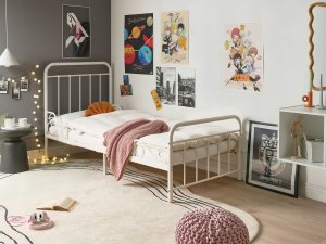 Beliani Rozsuwane łóżko dziecięce Metal ANAIS 90 x 200 cm Złamana biel (686772 Bel) 5