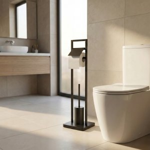 KingHoff Szczotka do WC z uchwytem na papier toaletowy ARLE, 77 cm 6