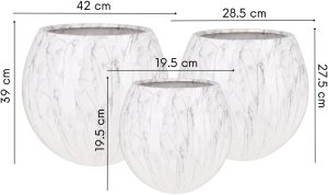 Direct Home and Garden Zestaw 3 szt Osłonka ceramiczna DODO jasny marmur 2