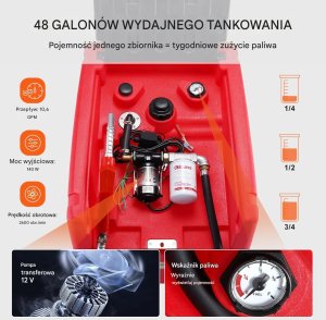 Lumarko Zbiornik paliwa 181,7L z pompą 12V mobilny tank do diesla i benzyny 4