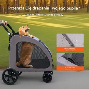 Vevor Wózek dla psa kota 4 koła do 72 kg z hamulcem spacerowy 5