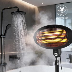 Bauerkraft Parasol ogrzewacz elektryczny promiennik tarasowy stojący wiszący 2000W 7