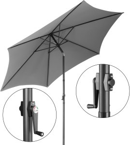 Ambiance Składany parasol ogrodowy balkonowy regulowany 300 cm grafitowy 50UV Bauerkraft 2