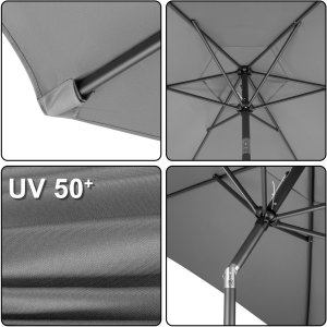 Ambiance Składany parasol ogrodowy balkonowy regulowany 300 cm grafitowy 50UV Bauerkraft 3