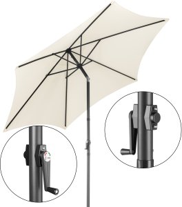 Ambiance Składany parasol ogrodowy balkonowy regulowany 300 cm beżowy 50UV Bauerkraft 2