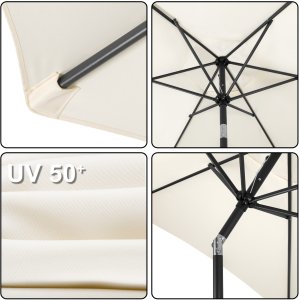 Ambiance Składany parasol ogrodowy balkonowy regulowany 300 cm beżowy 50UV Bauerkraft 3