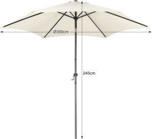 Ambiance Składany parasol ogrodowy balkonowy regulowany 300 cm beżowy 50UV Bauerkraft 4