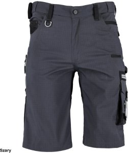 Stalco Spodnie robocze szorty slim fit RIP-STOP elastyczny materiał z bawełną wzmocnienie elementy odblaskowe szare 3M Scotchlite FLEX LINE LS 3