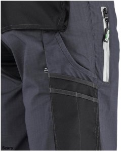 Stalco Spodnie robocze szorty slim fit RIP-STOP elastyczny materiał z bawełną wzmocnienie elementy odblaskowe szare 3M Scotchlite FLEX LINE LS 7
