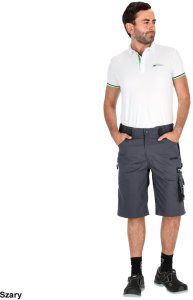 Stalco Spodnie robocze szorty slim fit RIP-STOP elastyczny materiał z bawełną wzmocnienie elementy odblaskowe szare 3M Scotchlite FLEX LINE LS 8