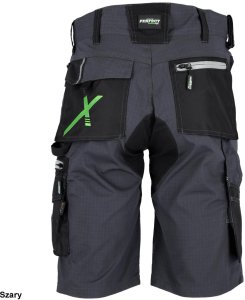 Stalco Spodnie robocze szorty slim fit RIP-STOP elastyczny materiał z bawełną wzmocnienie elementy odblaskowe szare 3M Scotchlite FLEX LINE 3XL 2