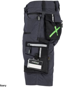 Stalco Spodnie robocze szorty slim fit RIP-STOP elastyczny materiał z bawełną wzmocnienie elementy odblaskowe szare 3M Scotchlite FLEX LINE 3XL 5