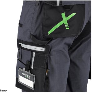 Stalco Spodnie robocze szorty slim fit RIP-STOP elastyczny materiał z bawełną wzmocnienie elementy odblaskowe szare 3M Scotchlite FLEX LINE 3XL 6