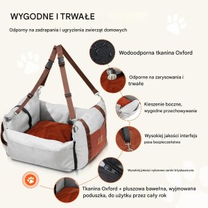 Boutiquezoo Fotelik samochodowy dla psa wodoodporny do 11 kg bezpieczna podróż 4