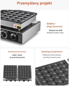 Royalty Line Mini naleśnikarka 50szt 1800W stal nierdzewna regulacja czasu i temp. 6