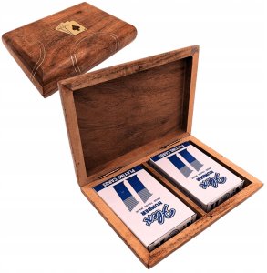 Giftdeco Zestaw 2 Talii Kart w Drewnianym Pudełku Vintage DNU-2791 2