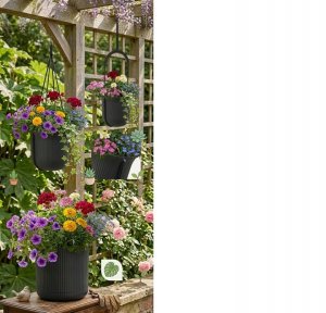 Lamela Doniczka wisząca czarna 17,3 cm  tworzywo sztuczne czarny 2