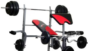 Hop-Sport Ławeczka z modlitewnikiem i wyciągiem + gryfy i obciążenia + gratisy uniw - 2000091021419 16