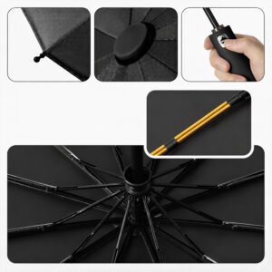 Renew Force PARASOL WIATROSZCZELNY SKŁADANY PARASOLKA MĘSKA DAMSKA 12 RAMION +POKROWIEC 2