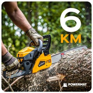 Piła łańcuchowa Powermat PIŁA SPALINOWA DO DREWNA PILARKA ŁAŃCUCHOWA 6KM PROWADNICA 45CM 3