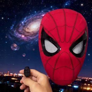 Anek Maska Spider-Man Ruchome Świecące Oczy LED Sterowanie Pierścieniem Braders 4
