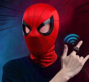 Anek Maska Spider-Man Ruchome Świecące Oczy LED Sterowanie Pierścieniem Braders 8