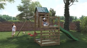 Plum Plac zabaw ogrodowy DUMO Leśna Baza 4 z huśtawkami i zjeżdżalnią 3