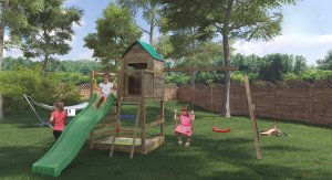 Plum Plac zabaw ogrodowy DUMO Leśna Baza 4 z huśtawkami i zjeżdżalnią 4