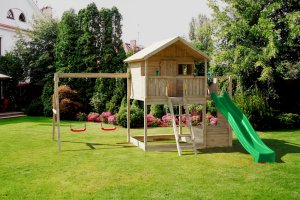 Plum Plac zabaw ogrodowy DUMO Wesoła Strefa z huśtawkami i zjeżdżalnią wodną 5