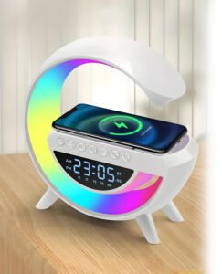 Lampa stołowa iHome Nocna oświetlenie biurko RGB Ładowarka Zegar Budzik Głośnik (5905370220339) 2