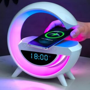 Lampa stołowa iHome Nocna oświetlenie biurko RGB Ładowarka Zegar Budzik Głośnik (5905370220339) 4