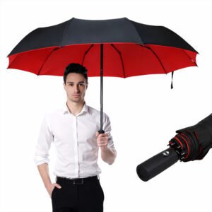ER4 Parasol automatyczny dwuwarstwowy duży wodoodporny składany czerwony XL (5907190139778) 3