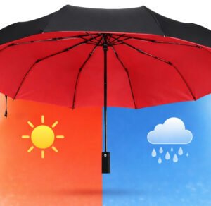 ER4 Parasol automatyczny dwuwarstwowy duży wodoodporny składany czerwony XL (5907190139778) 4