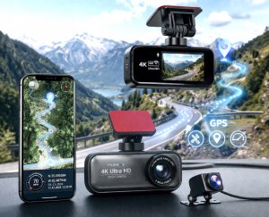 Wideorejestrator Farrot Samochodowy 4k UHD przód WIFI GPS tył full HD kamera auto 11